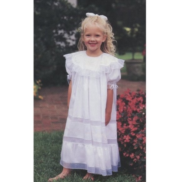 RARE Strasburg Vintage White Heirloom Dress with Lace Sheree Aust Flower Girl